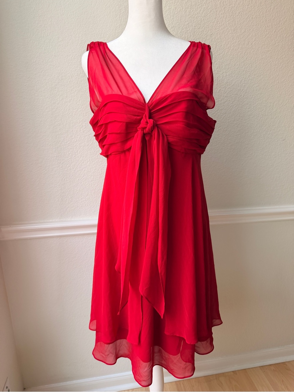Y2K Scarlett Red Chiffon Cocktail Dress Babydoll Fairy Whimsigoth Party‎ 12